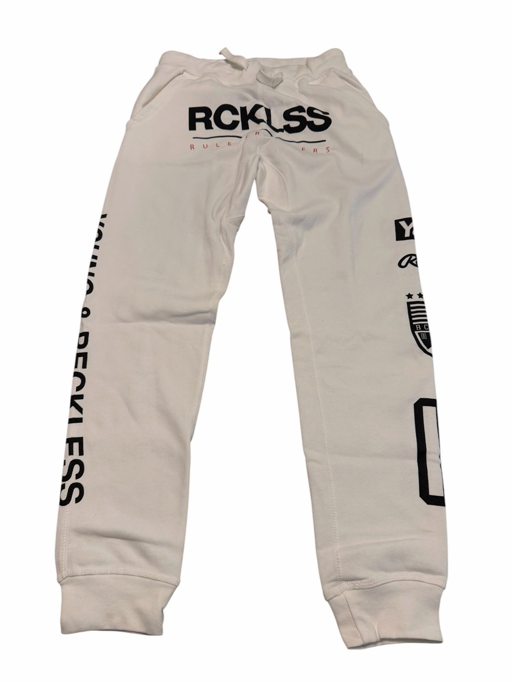 Y2K Streetwear Young & Reckless Graphic Joggers White XS S NWT